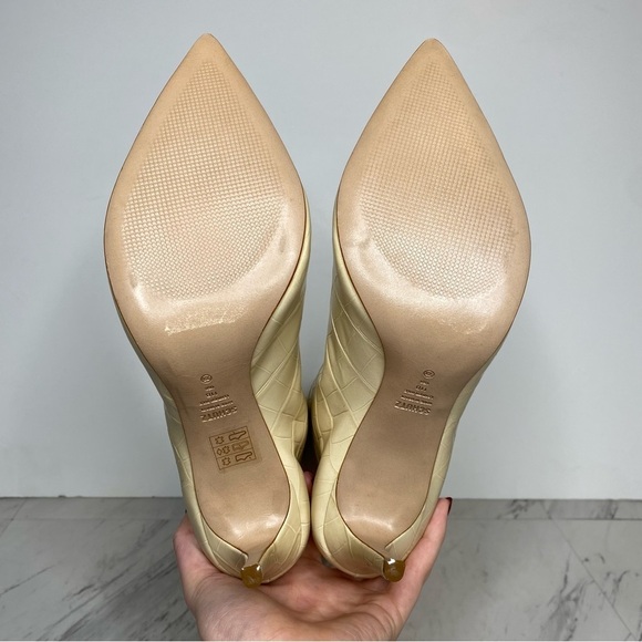 Schutz Maryana Eggshell Crocodile Embossed Leather Tall Heeled Boot 11B - Picture 15 of 16